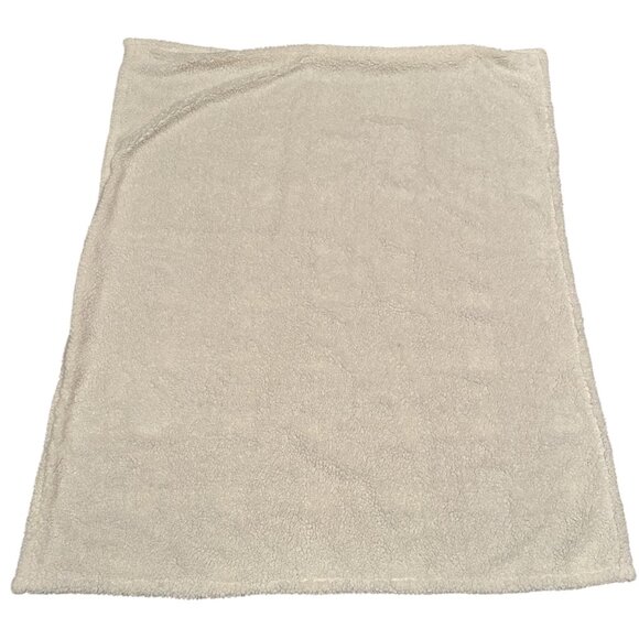 Eddie Bauer Plaid Sherpa Throw Blanket 50" X 60" Tan & Orange Cozy Reversible So - Picture 9 of 14